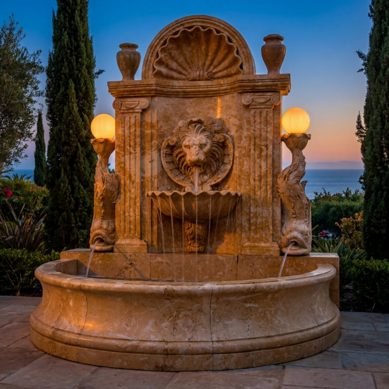Marble fountain/flowers
