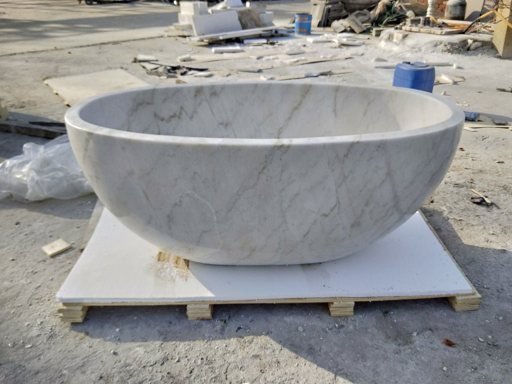 Hand Carved Natural Marble Bathtub | Freestanding Luxury Tub