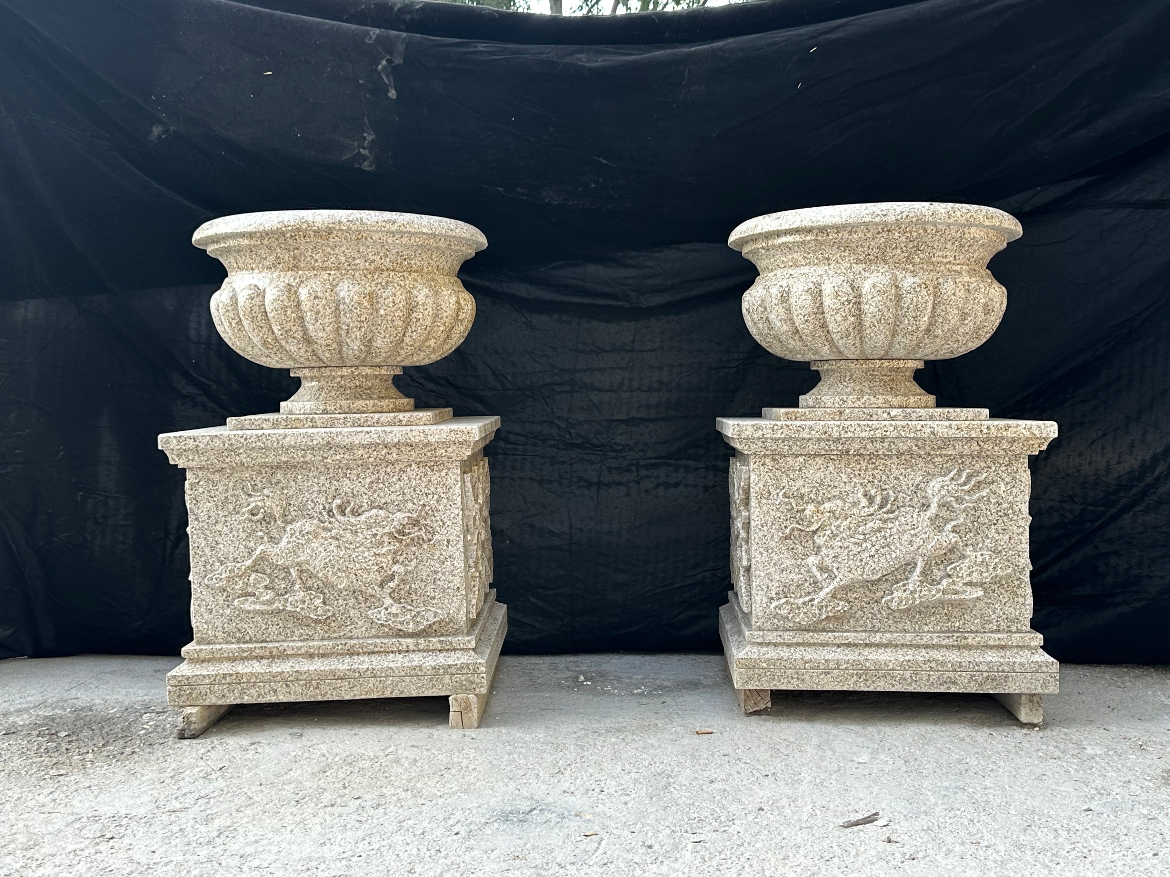 Hand-Carved Natural Marble Flower Pot | Garden Stone Planter