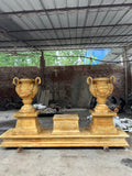 Hand-Carved Natural Marble Flower Pot | Garden Stone Planter